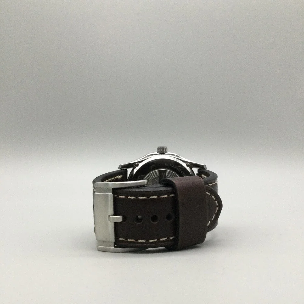 Fossil Twist Mens Watch 42mm Brown Skeleton Dial Leather Automatic Multifunction